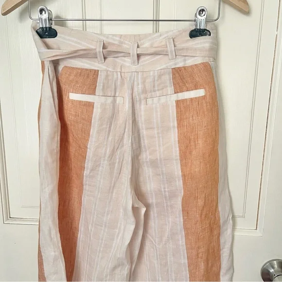 NWOT Anthropologie Ett:Twa 100% Linen Wide Leg Pants 00 Striped Office - Picture 10 of 12